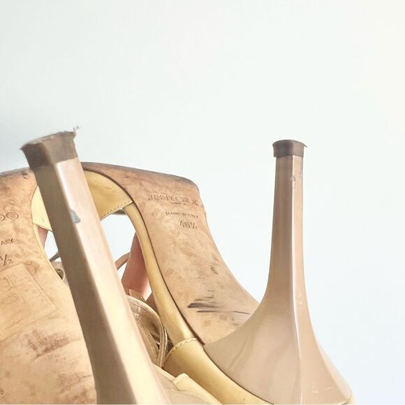 Jimmy Choo Nude Stiletto Patent Leather Sandal in Worn Condition Size EU 40.5 - Picture 9 of 16